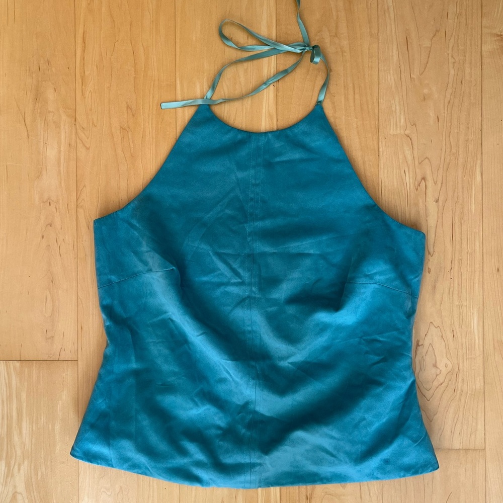 Y2K Blue Suede Halter Top